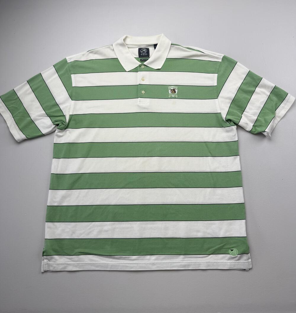 Ahead Polo Shirt Mens 2XL Green White Striped US Open 2007 Oakmont Golf